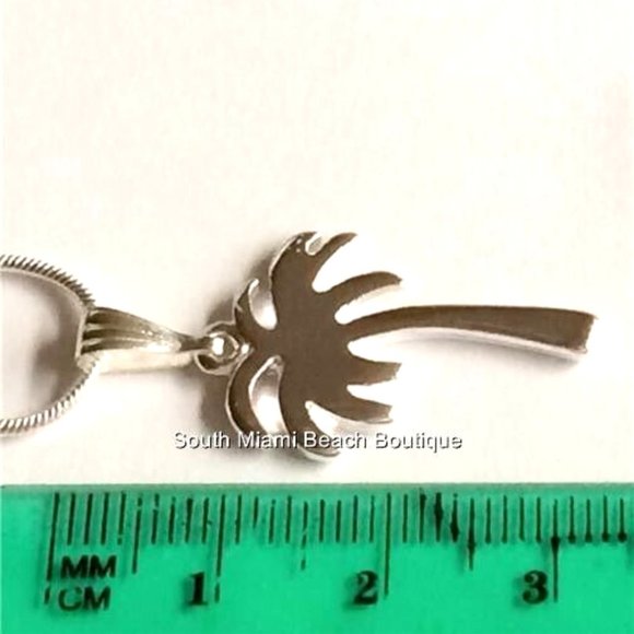 Palm Tree Necklace 18" Silver Plated Pendant Beach Coconut Tropical Island - Picture 10 of 10